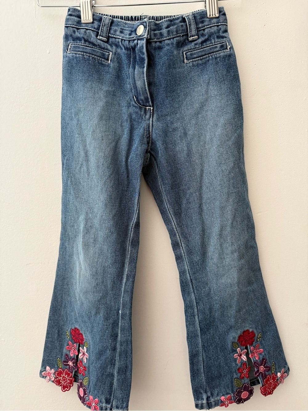 Gymboree Blue Denim Flare Jeans with Floral Embroidery